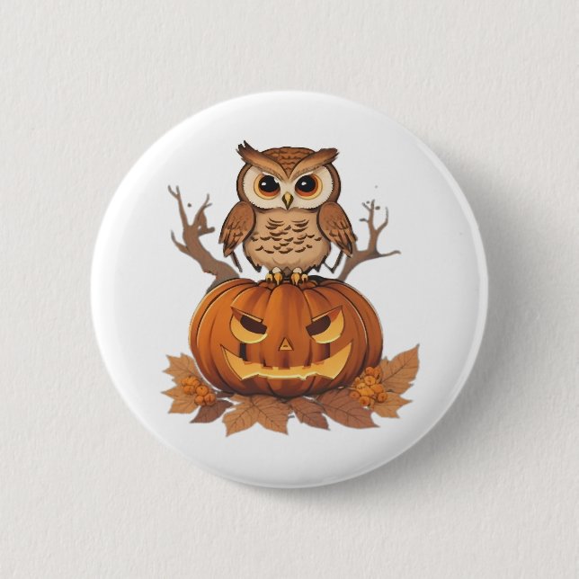 owl Halloween 6 Cm Round Badge (Front)