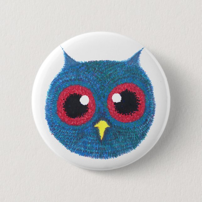 Owl Head 6 Cm Round Badge (Front)
