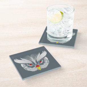 Owl head glass coaster