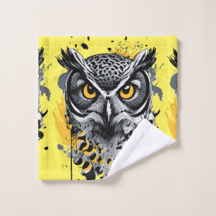 Owl Head - Owl Bath Towel Set - Cute Owl Towels