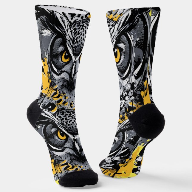 Owl Head - Owl Socks - Cute Owl Socks (Angled)