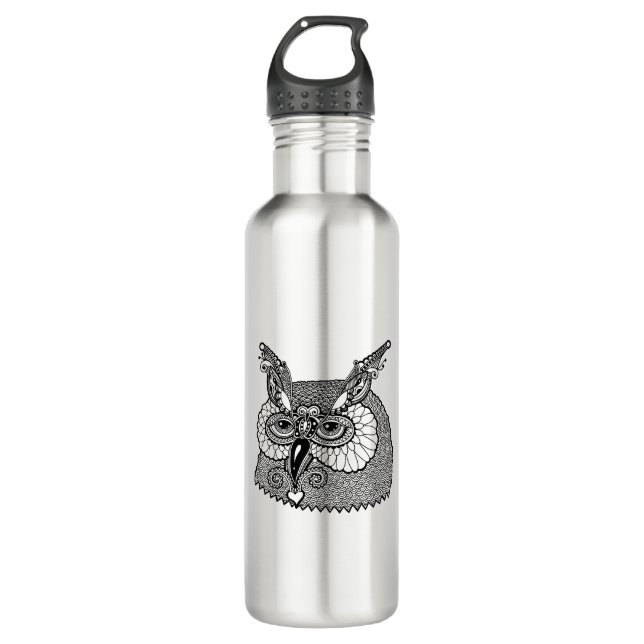Owl Head Zendoodle 710 Ml Water Bottle (Front)