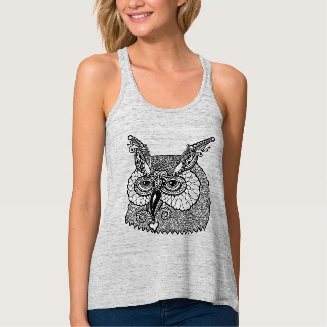 Owl Head Zendoodle Singlet (Front)