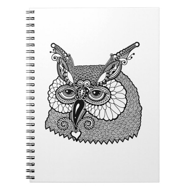 Owl Head Zendoodle Spiral Notebook (Front)