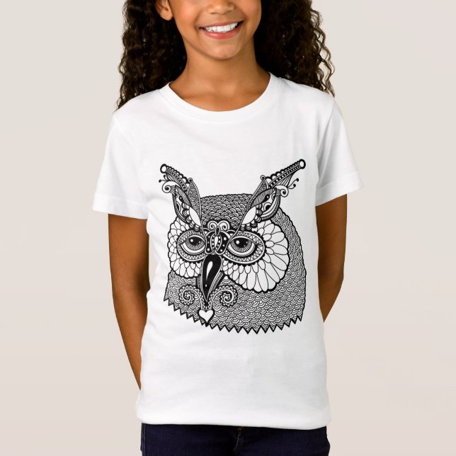 Owl Head Zendoodle T-Shirt (Front)