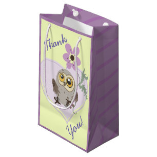 Owl Heart and Flower Small Gift Bag