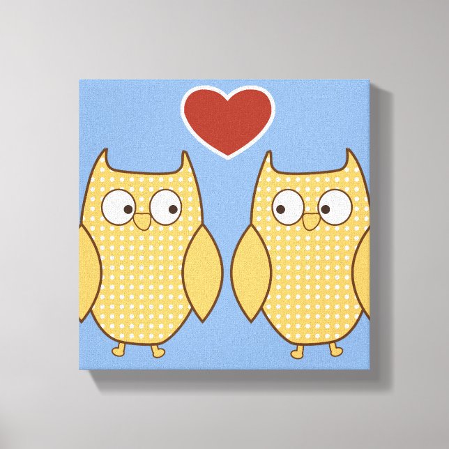 Owl heart love kid's canvas print (Front)