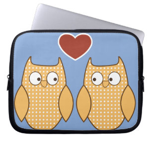 Owl heart love laptop sleeve