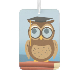 Owl illustration car air freshener