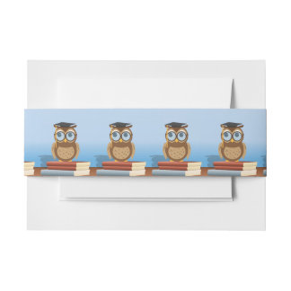 Owl illustration invitation belly band