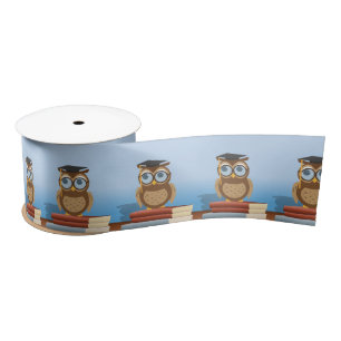 Owl illustration satin ribbon