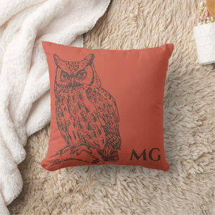Owl Illustration Throw Pillow