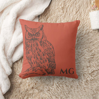 Owl Illustration Throw Pillow