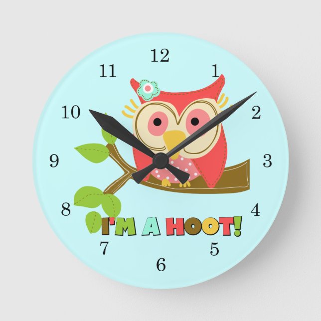 Owl I'm a Hoot Round Clock (Front)