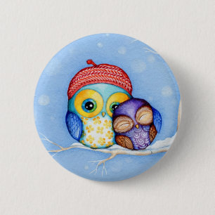 Owl in a Little Red Beret 6 Cm Round Badge