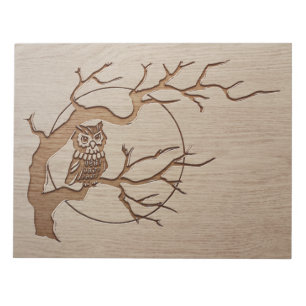 Owl in a tree engraved design notepad