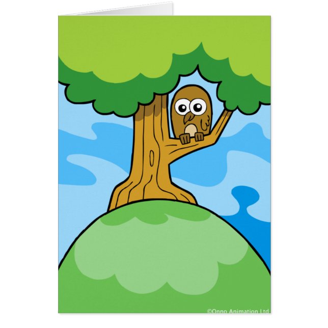 Owl in a tree greetin card (Front)