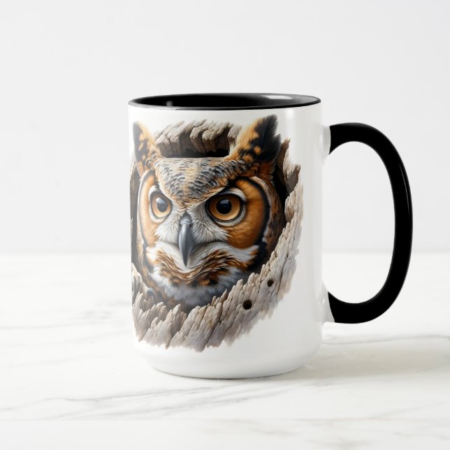 Owl in a tree hole mug (Right)