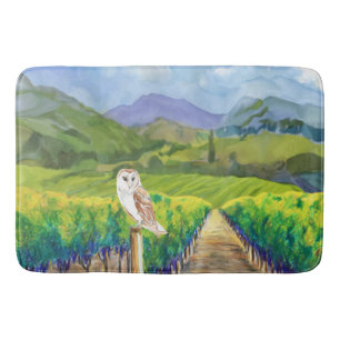 Owl in a Vineyard   Bath Mat