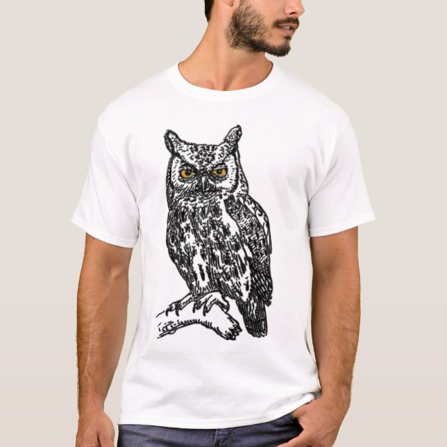 Owl in black pen ink T-Shirt (Front)