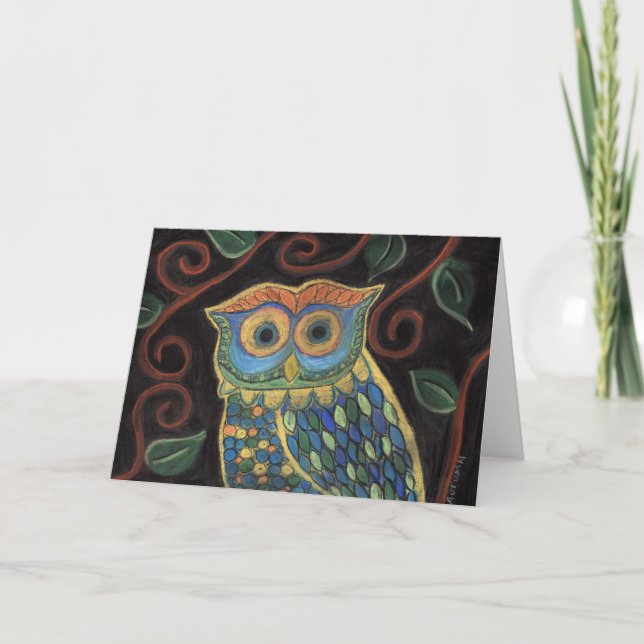 Owl in Bloom-Greeting Card (Front)