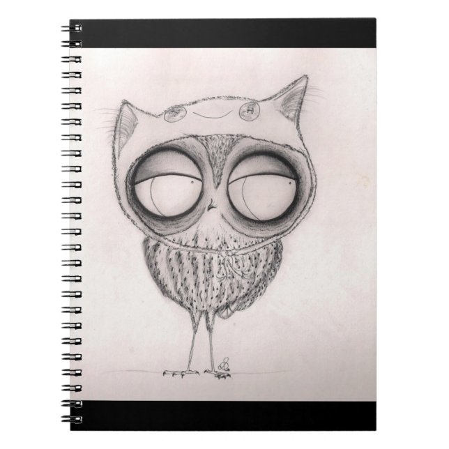 Owl in Cat-Hat -Notebook Spiral Notebook (Front)