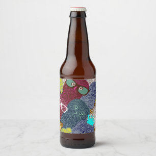 Owl in crown beer bottle label