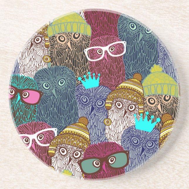 Owl in crown coaster (Front)