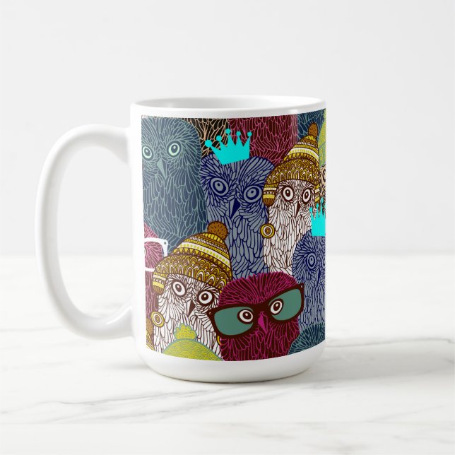 Owl in crown coffee mug (Left)