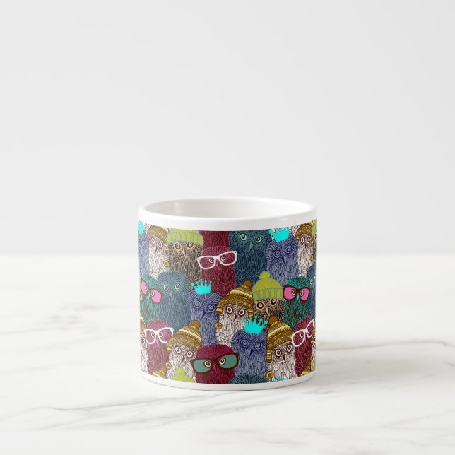 Owl in crown espresso cup (Front)