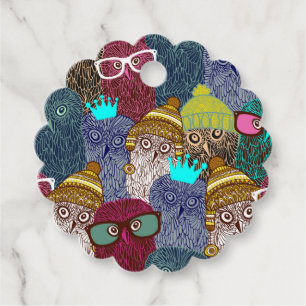 Owl in crown favour tags