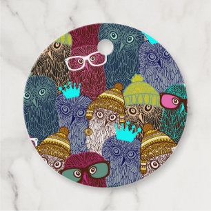 Owl in crown favour tags
