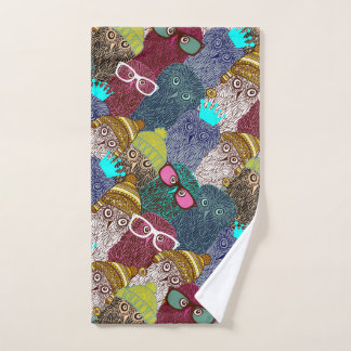 Owl in crown hand towel
