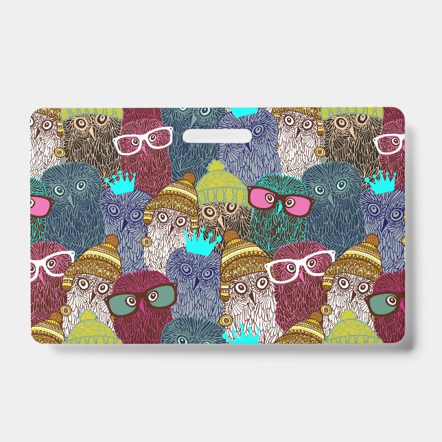 Owl in crown ID badge (Front)