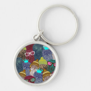 Owl in crown key ring