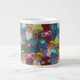 Owl in crown large coffee mug