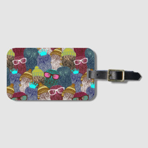 Owl in crown luggage tag