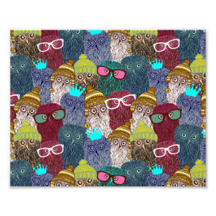Owl in crown photo print