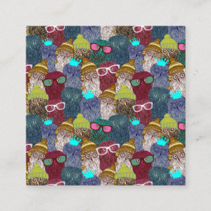 Owl in crown square business card