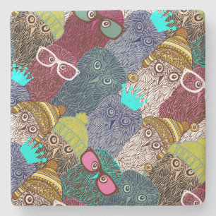 Owl in crown stone coaster