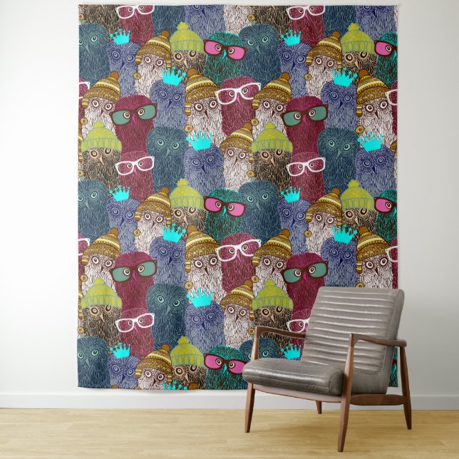 Owl in crown tapestry (In Situ)