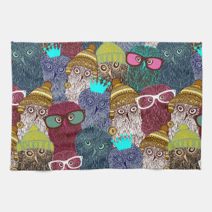 Owl in crown tea towel