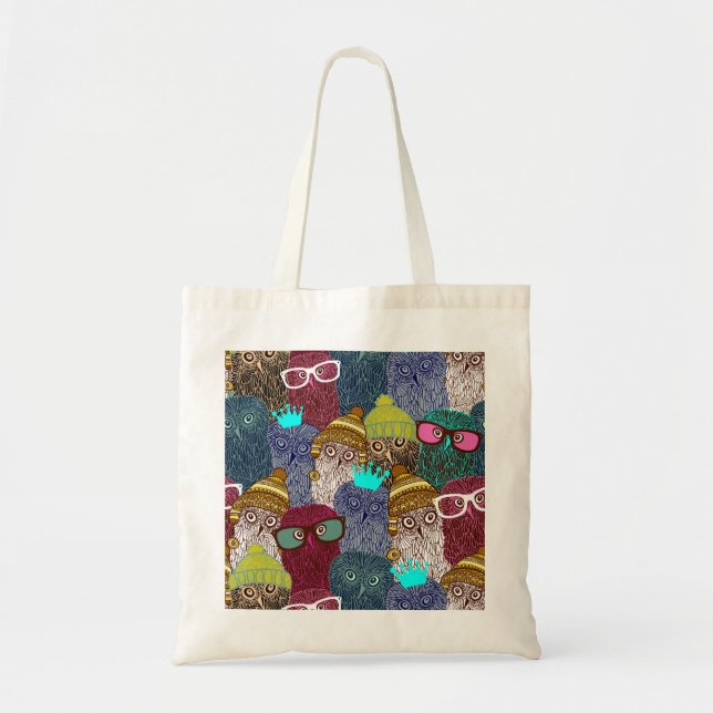 Owl in crown tote bag (Front)