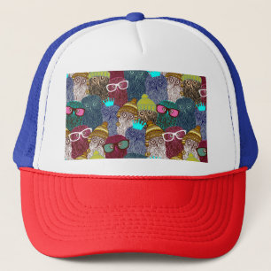 Owl in crown trucker hat