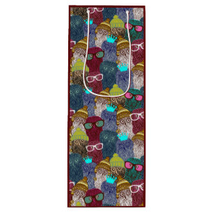 Owl in crown wine gift bag