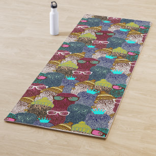 Owl in crown yoga mat