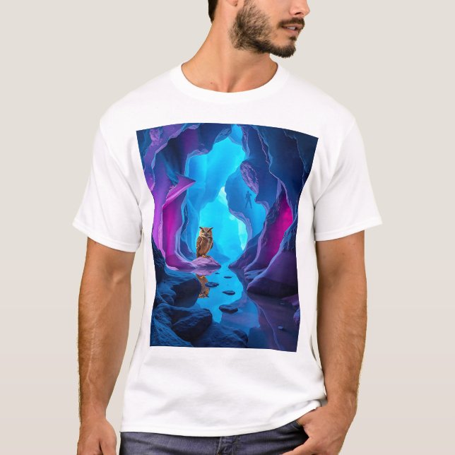 Owl in Crystal Cave T-Shirt (Front)