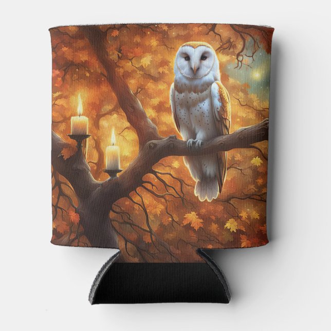 Owl in Fall Colours Cosy Can Cooler (Front)