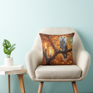 Owl in Fall Foliage Candles Gothic Cushion