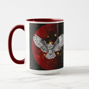 Owl in Flight With Red Moon Rising Mug